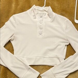 SHEIN | Women’s Size XS White Ribbed High-Neck Crop Top